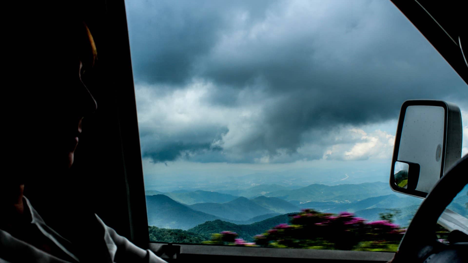 Blick aus dem Camper auf die Smokey Mountains