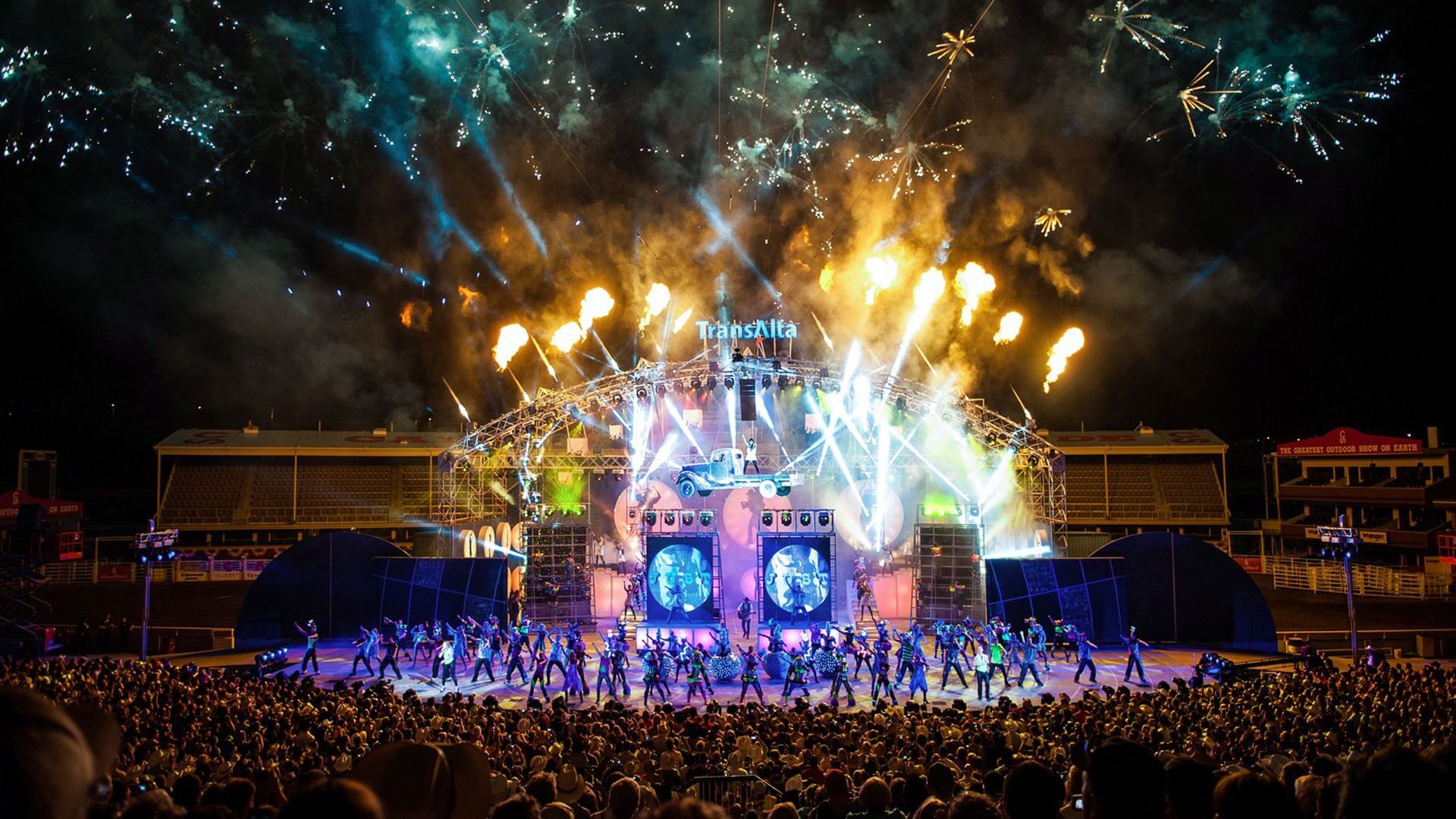 Bühnenshow am Abend am Stampede