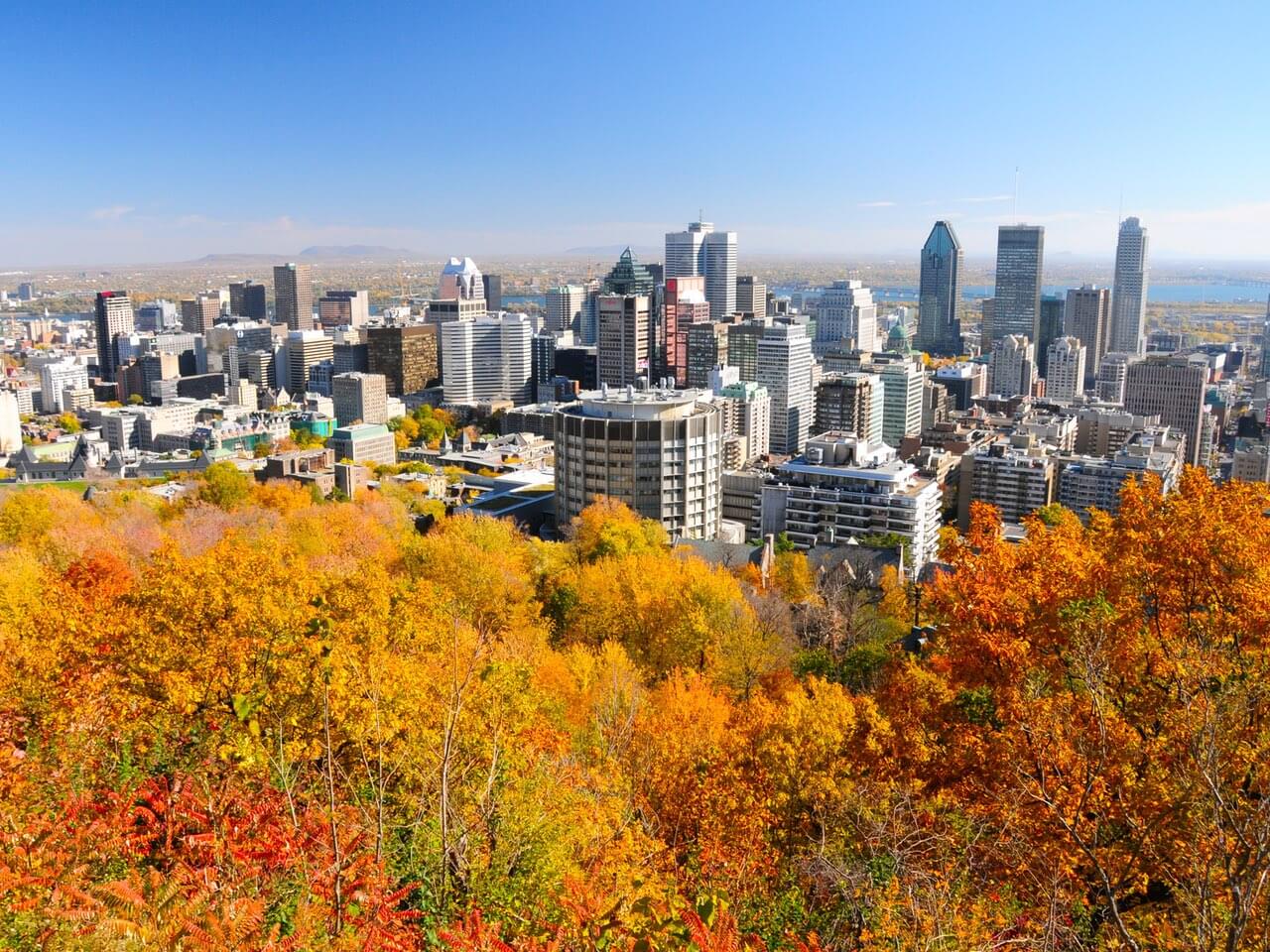 Skyline von Montréal im Herbst