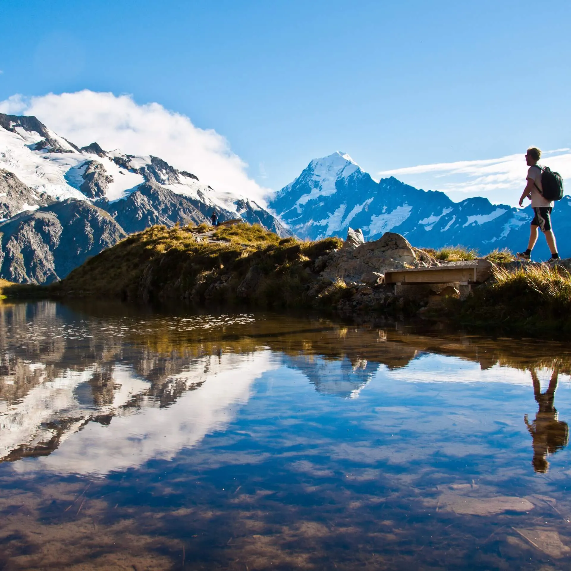 Ein Wanderer im Mount-Cook-Nationalpark