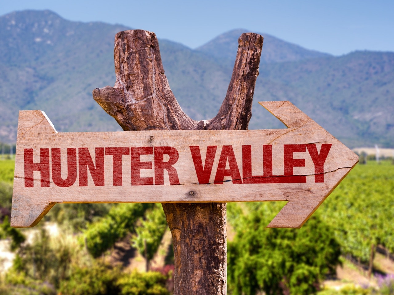 Richtungsschild nach Hunter Valley