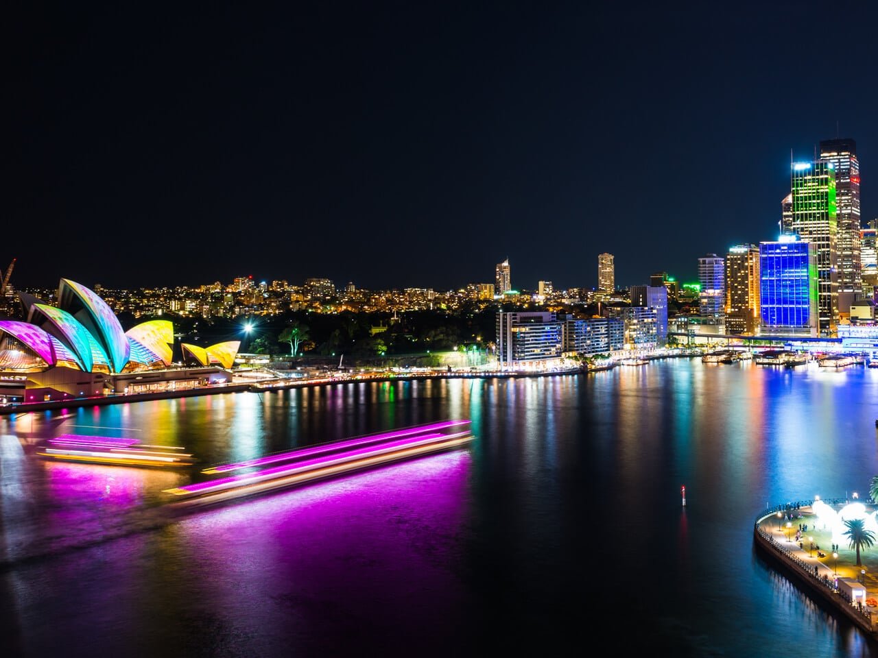 Blick auf Sydney bei Nacht