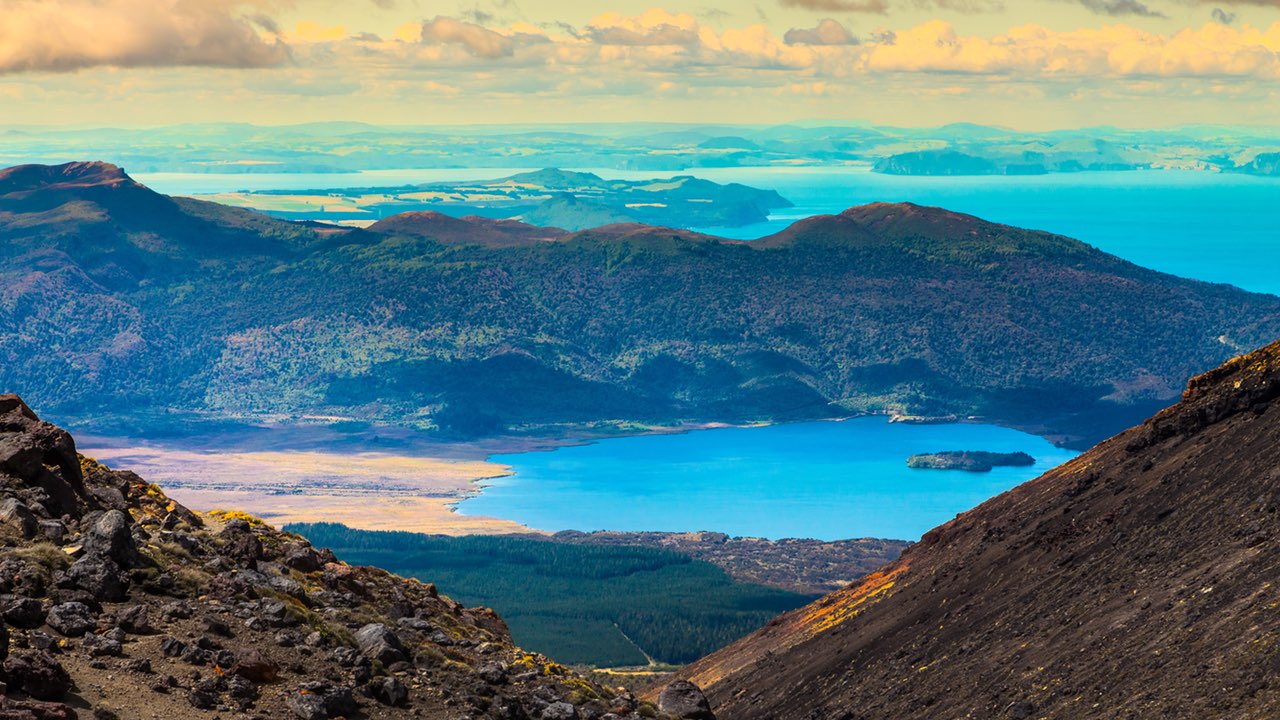 Blick von oben auf den Tongariro-Nationalpark