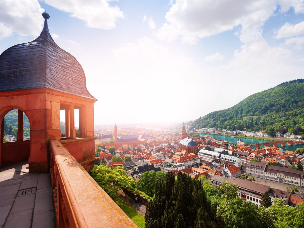 Schloss Heidelberg und Stadtpanorama.