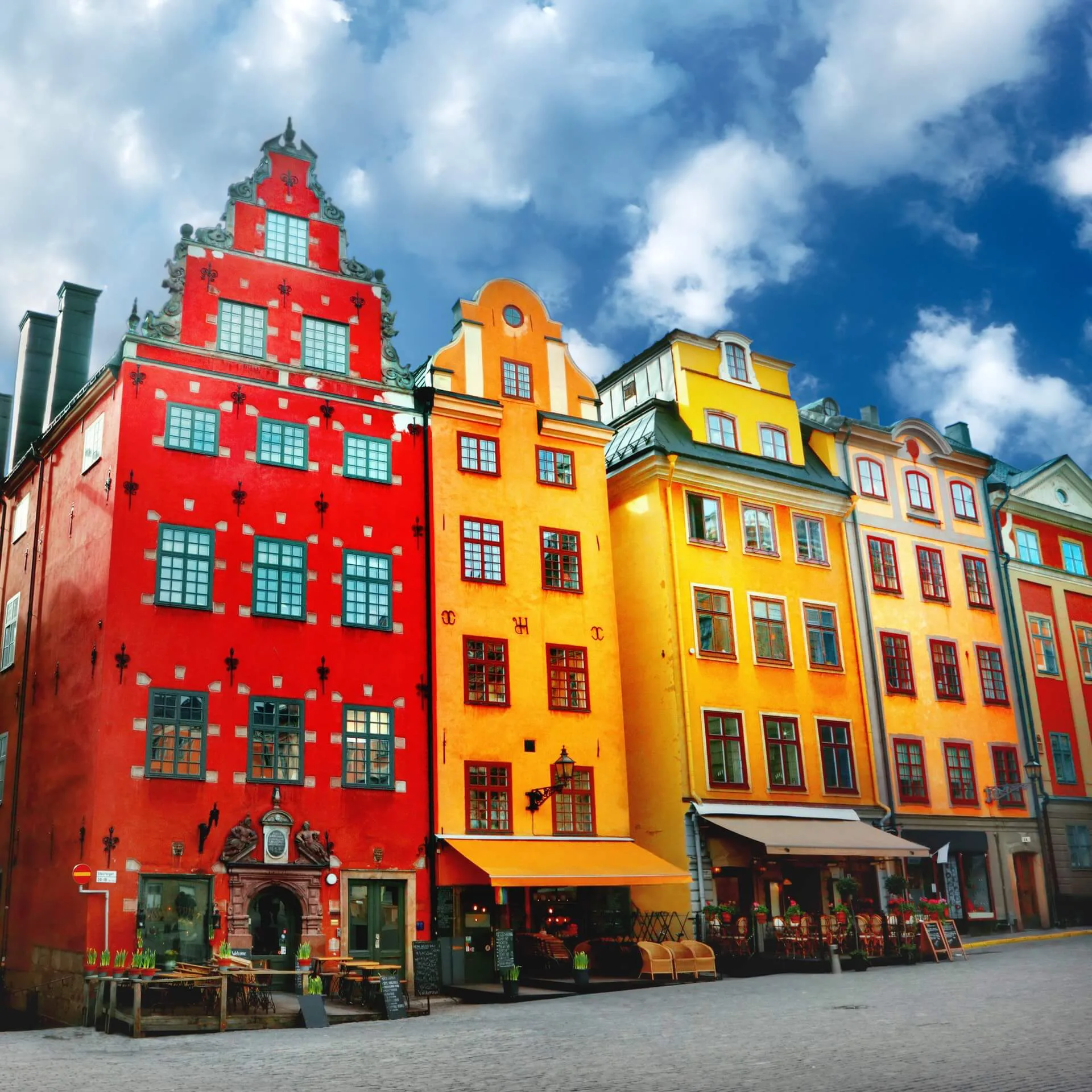 Bunte Häuser in Stockholm