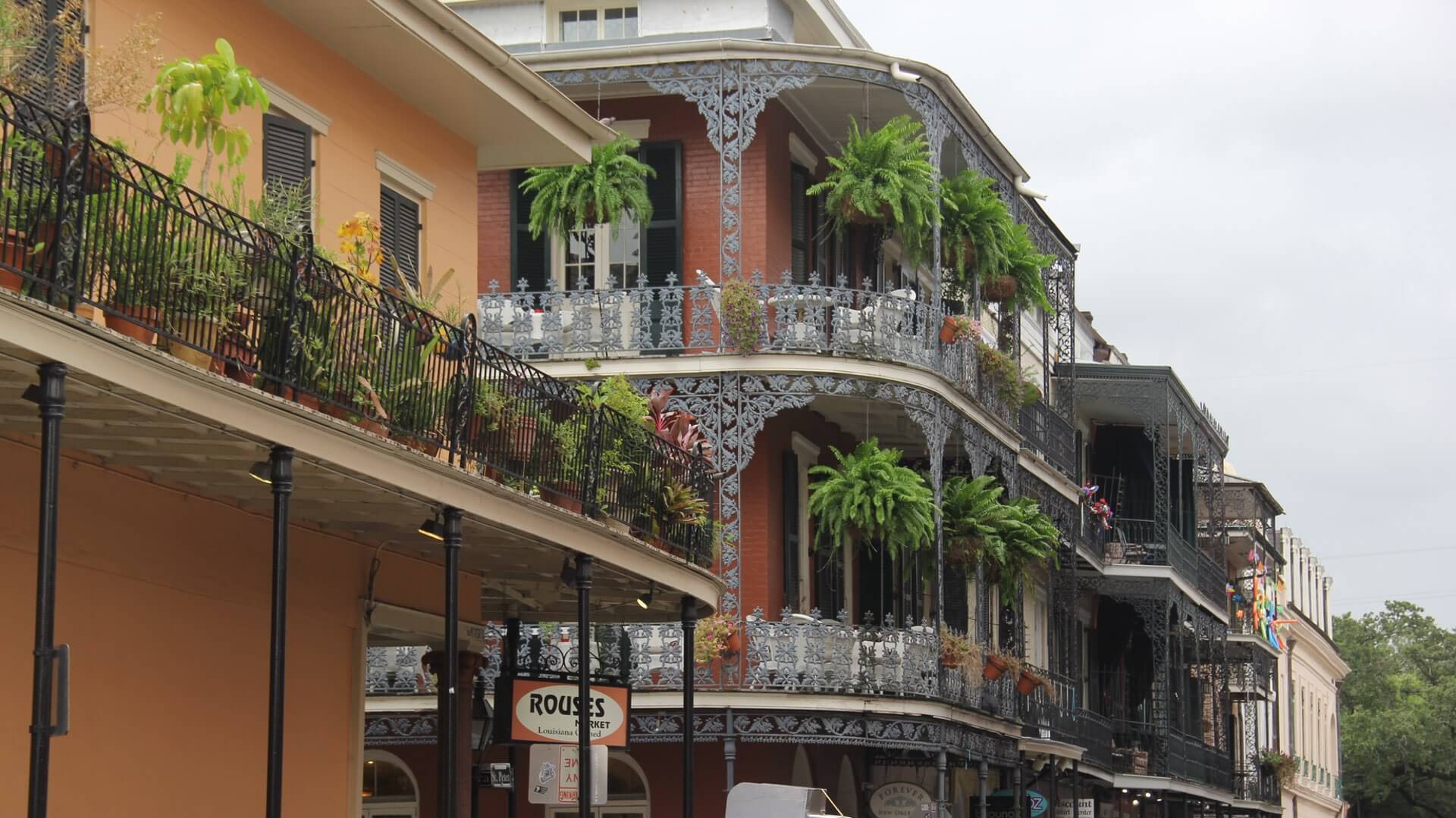 Häuser mit Balkonen in New Orleans.