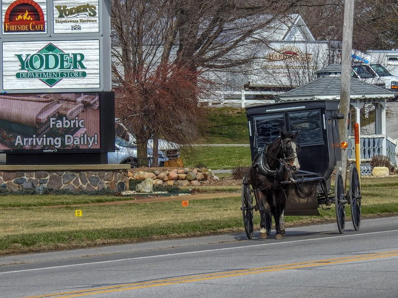Eine Kutsche der Amishgemeinde Shipshewana