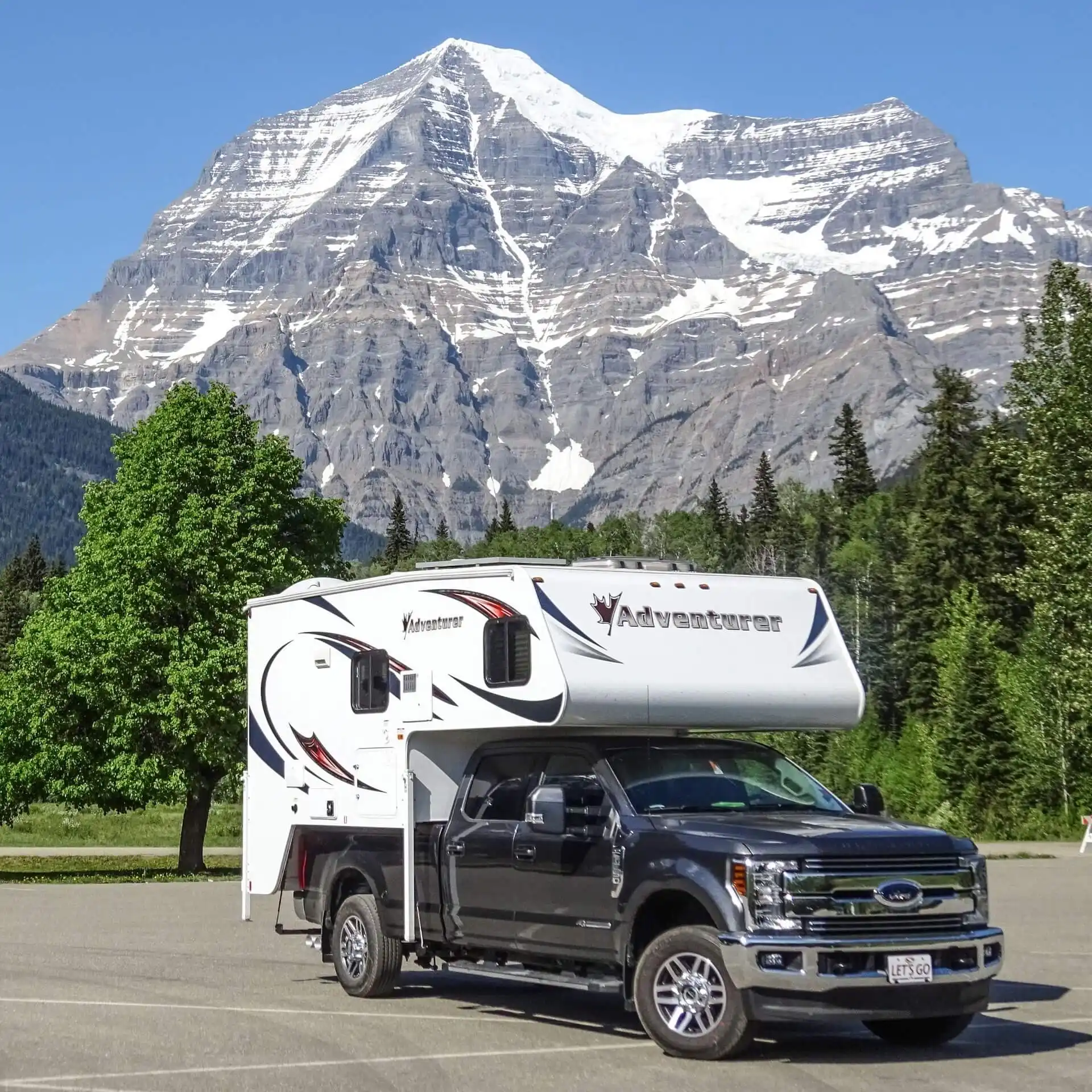 Truck camper in Jasper national park in Canada