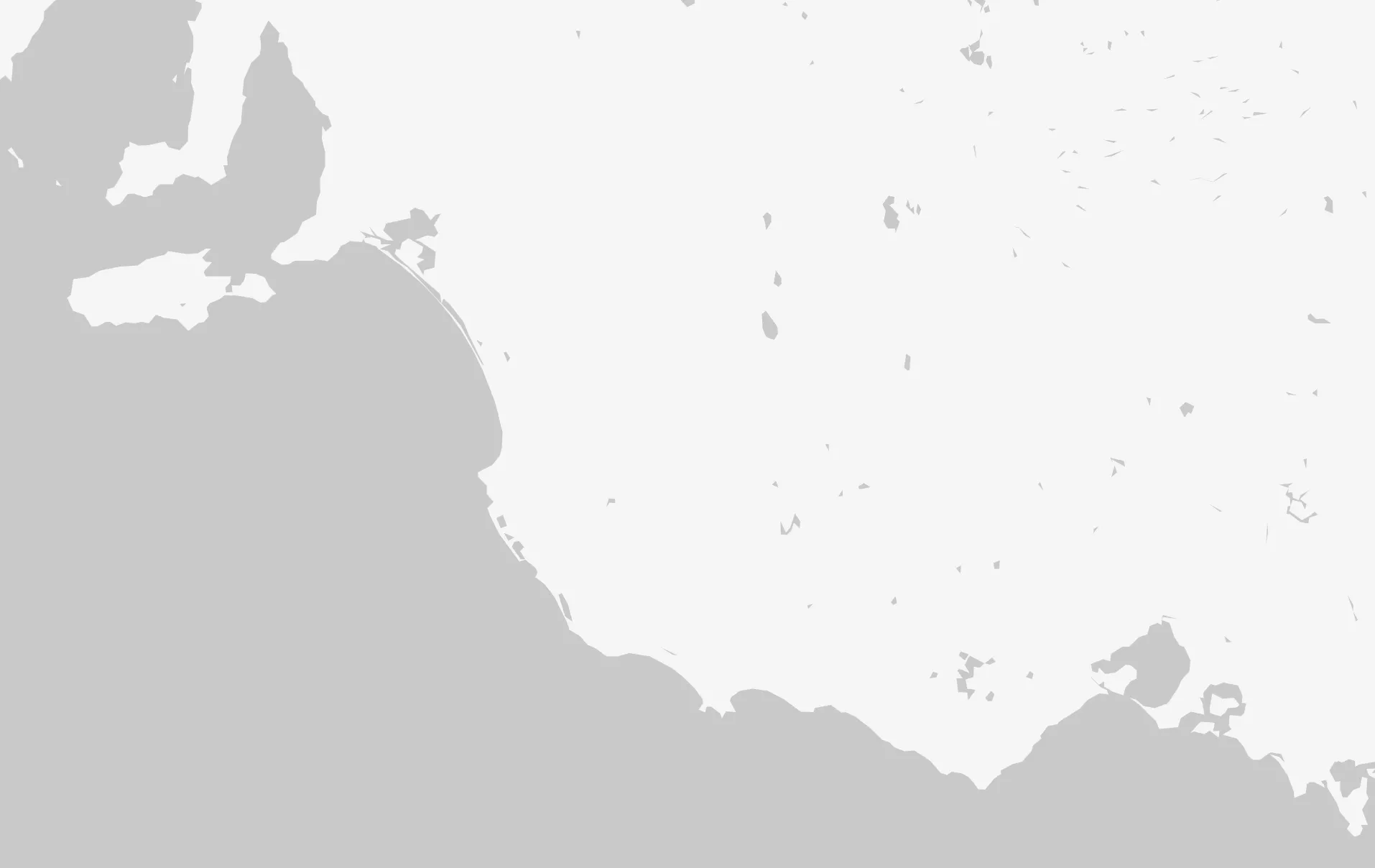 Grey map showing the Great Ocean Road, Victoria, Australia.