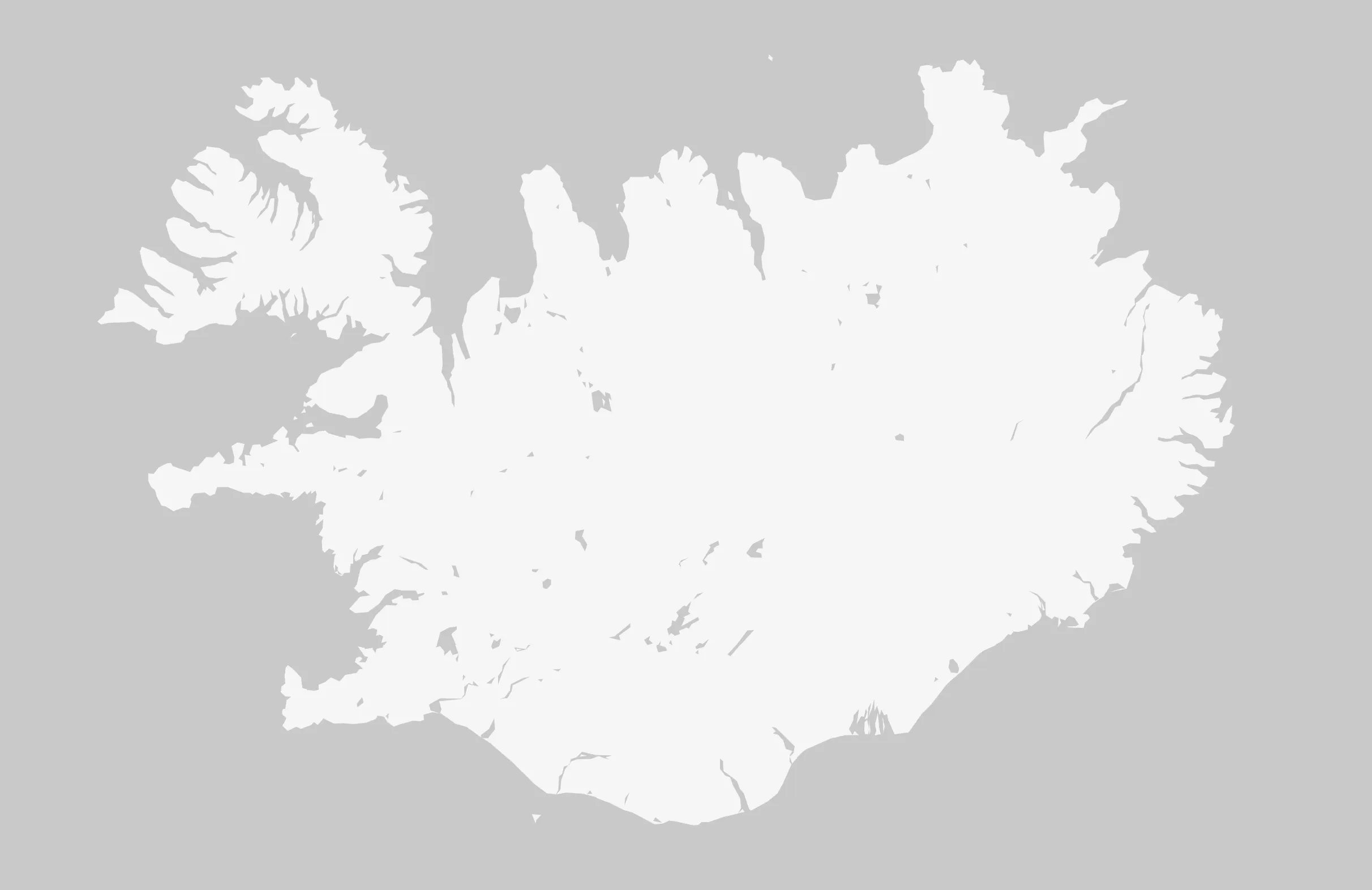 A gray map of Iceland.
