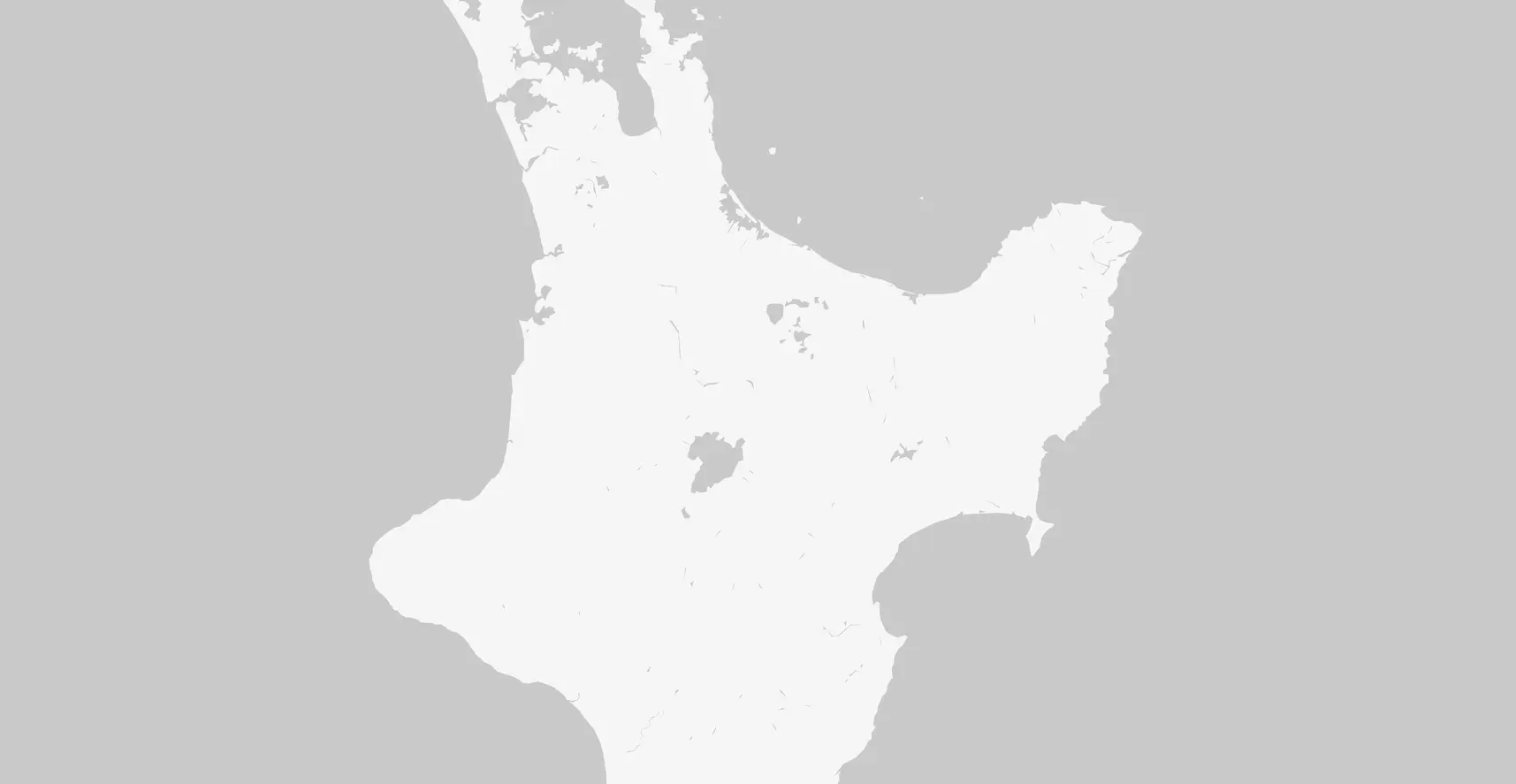 A gray map of New Zealand\'s North Island.