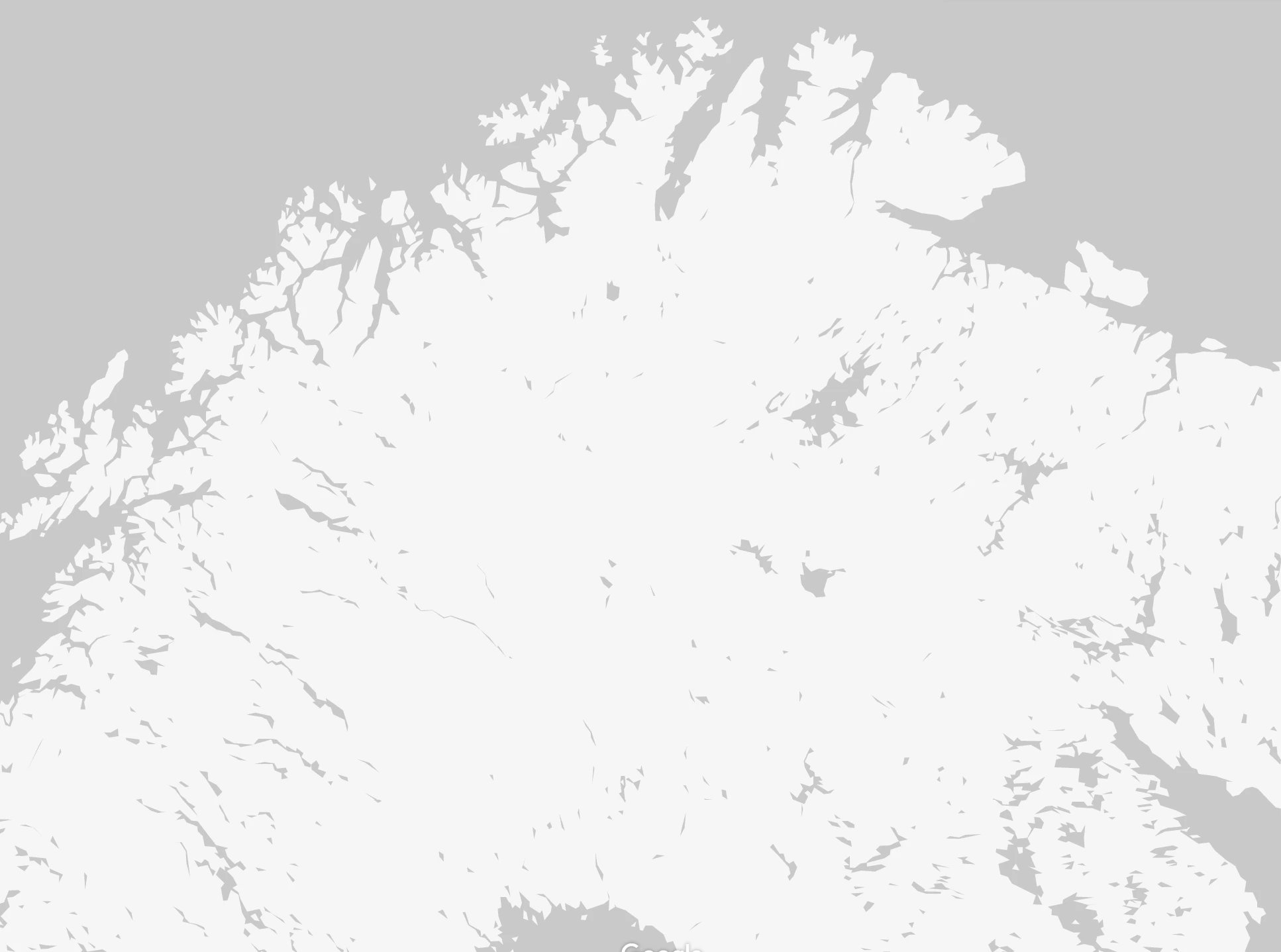 Grey map of the Finnmark Region and North Cape.