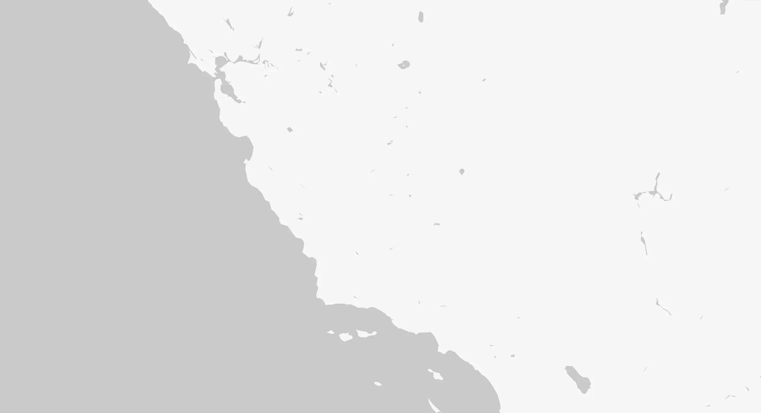 Grey map of California\'s coast.