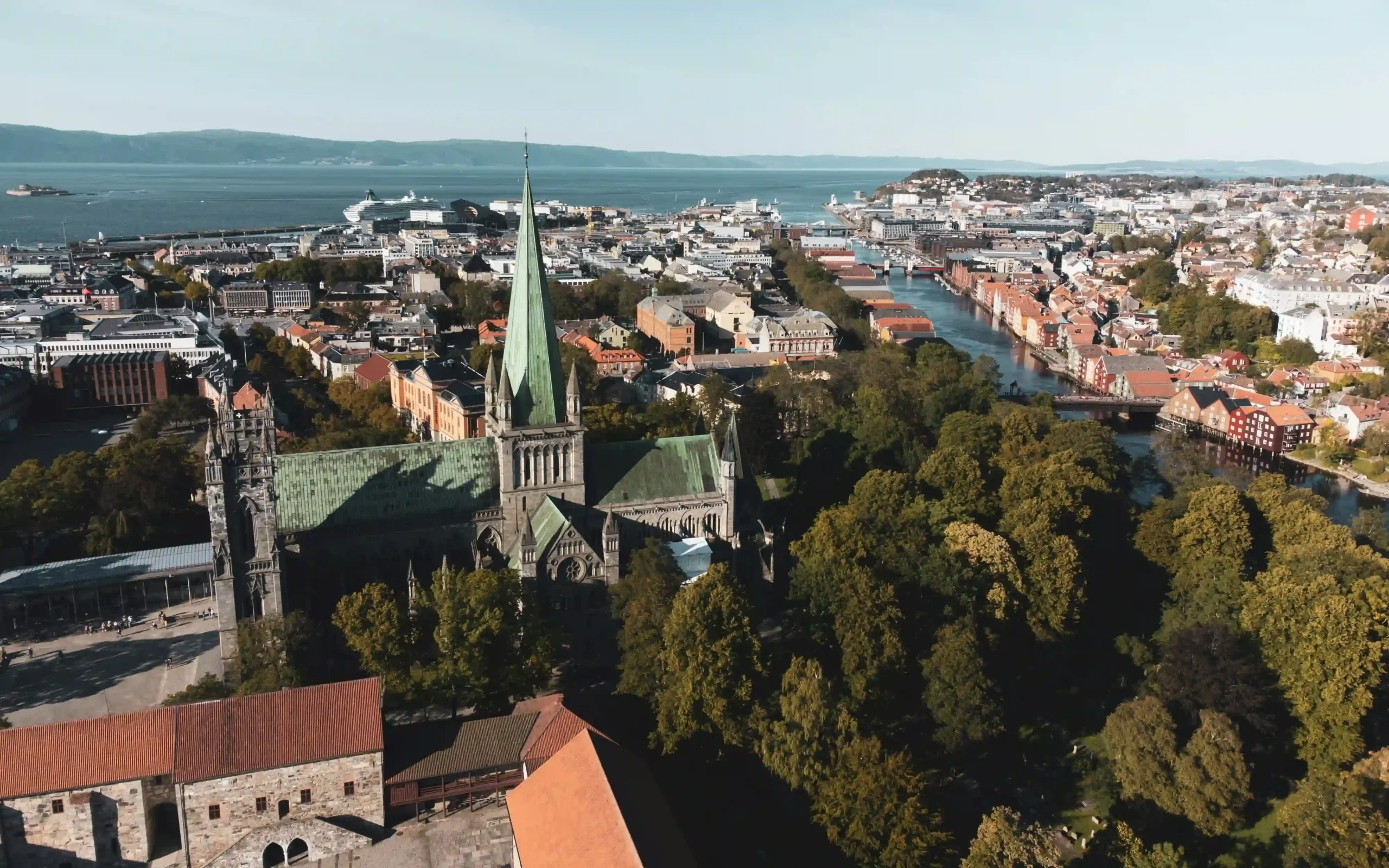 Aerial View of Trondheim and Nidaros Cathedral