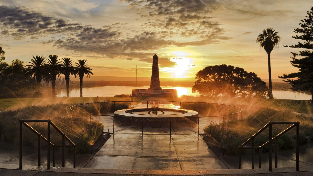 Kings Park à Perth en Australie sous le soleil à l\'aube