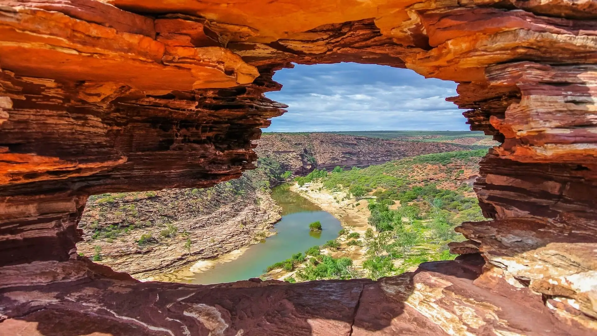 Nature\'s Window dans le parc national de Kalbarri et vue sur un fleuve et la nature avoisinante